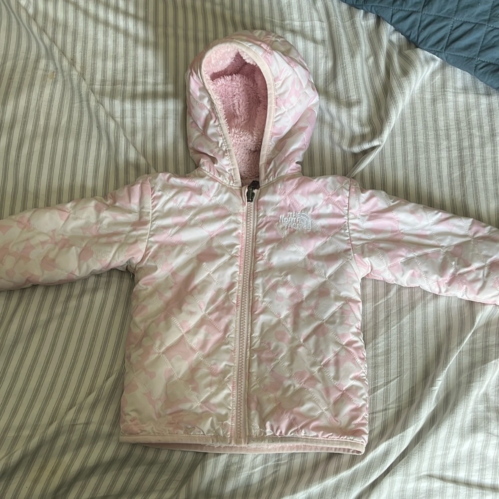 Flowered Pink and White North Face Jacket